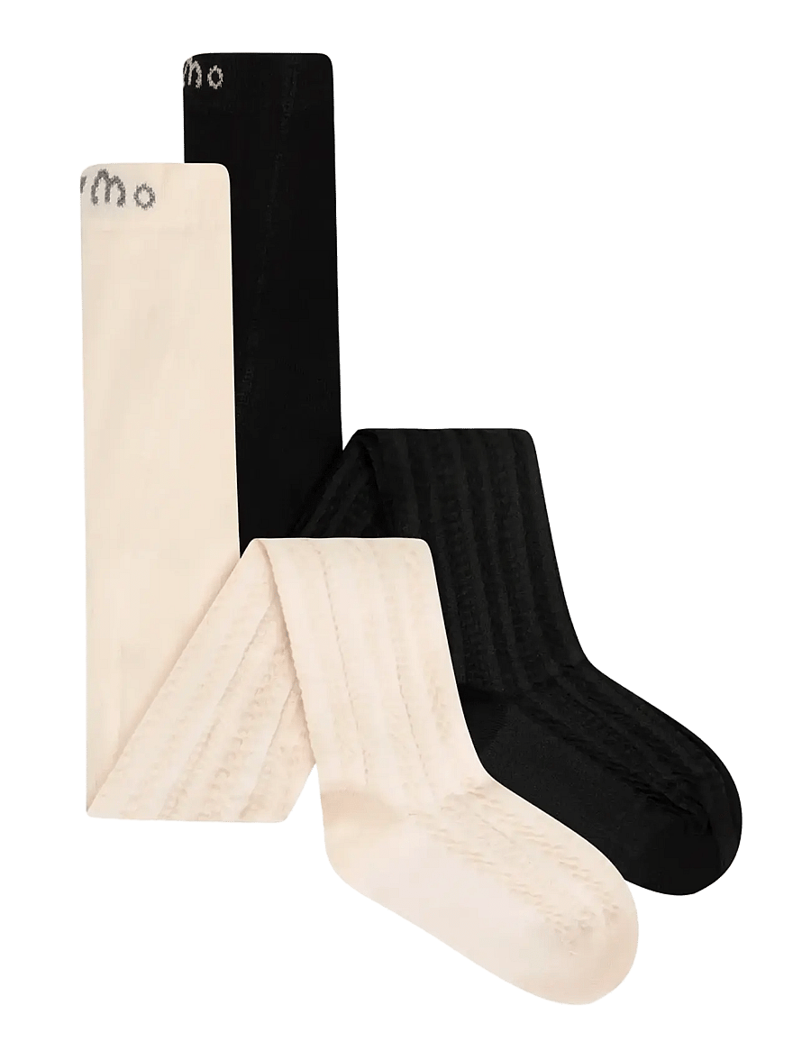 Minymo - 2-Pack Stockings w. Pattern - strumpbyxor - pink tint - 1