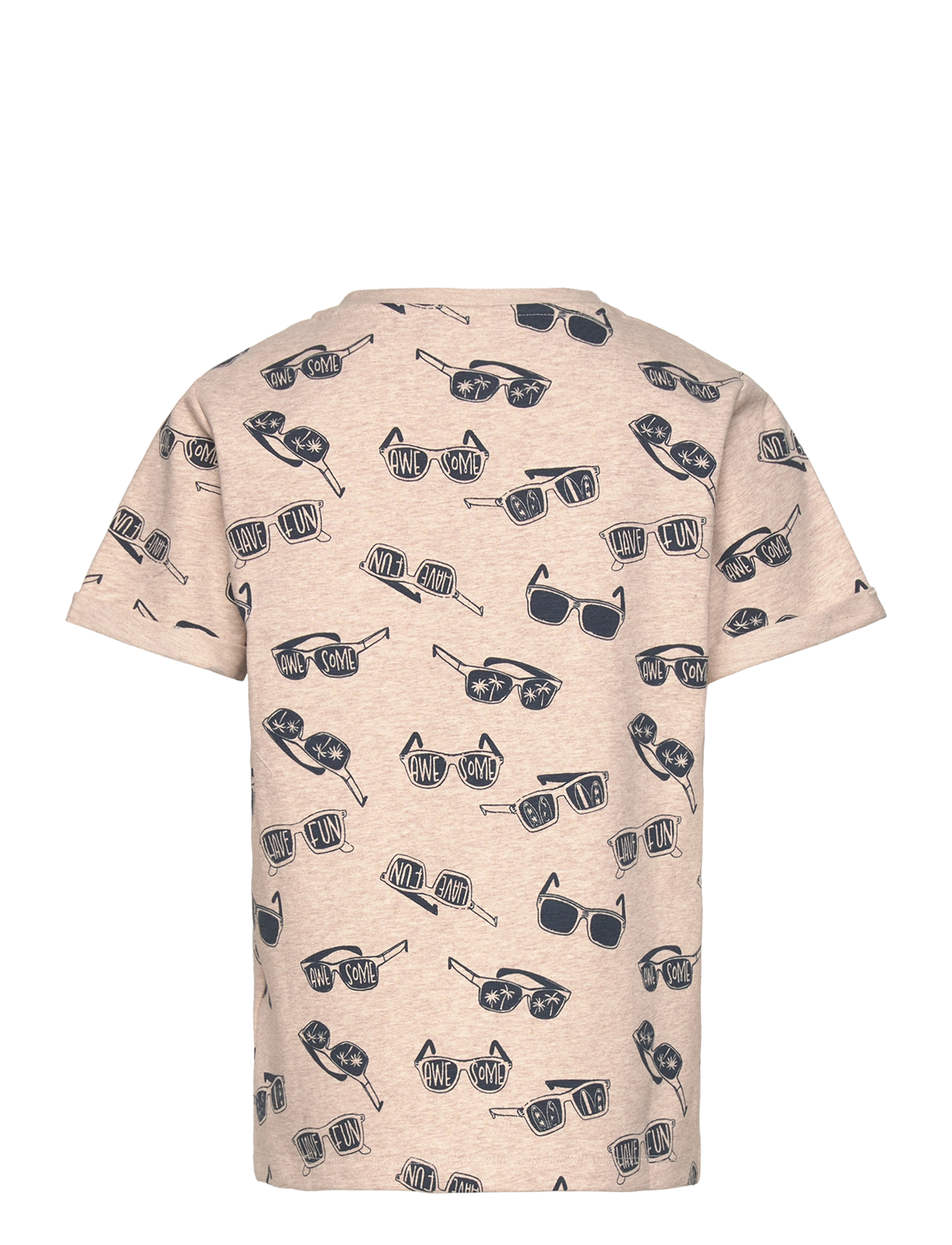 Minymo - T-shirt SS AOP Sweat - light beige melange - 1