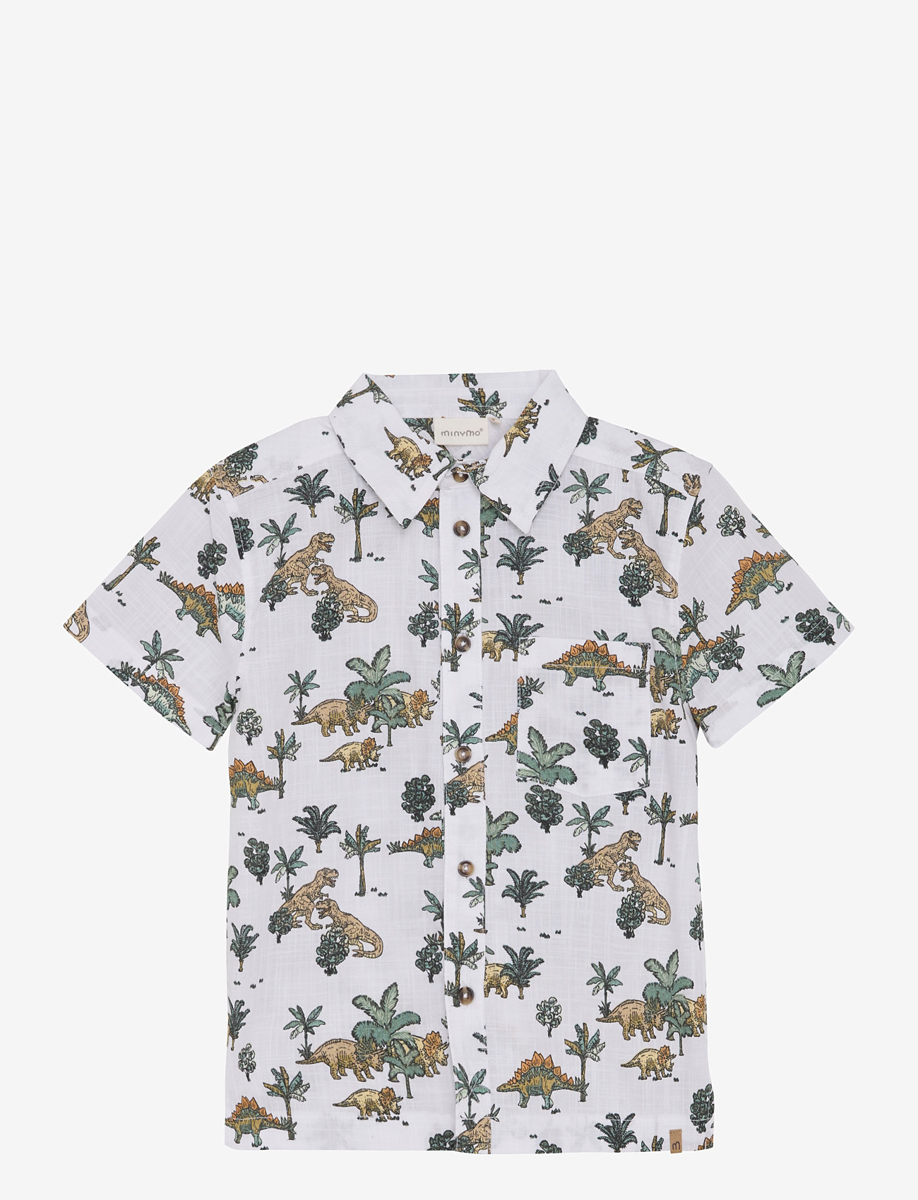 Minymo - Shirt SS AOP - kortärmade skjortor - bright white - 1