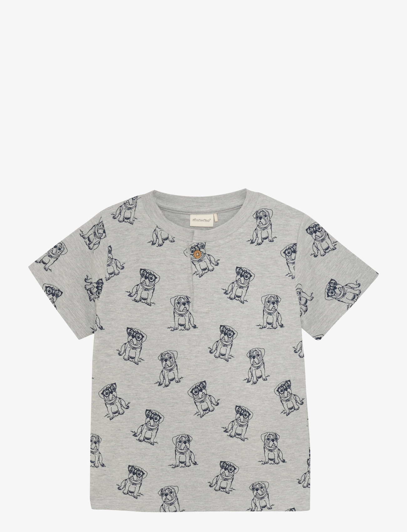 Minymo T-shirt SS AOP Sweat - Overdele - GREY MELANGE / grey