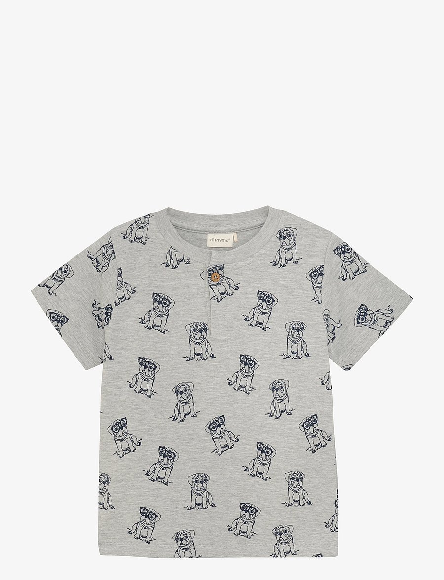 Minymo - T-shirt SS AOP Sweat - grey melange - 1