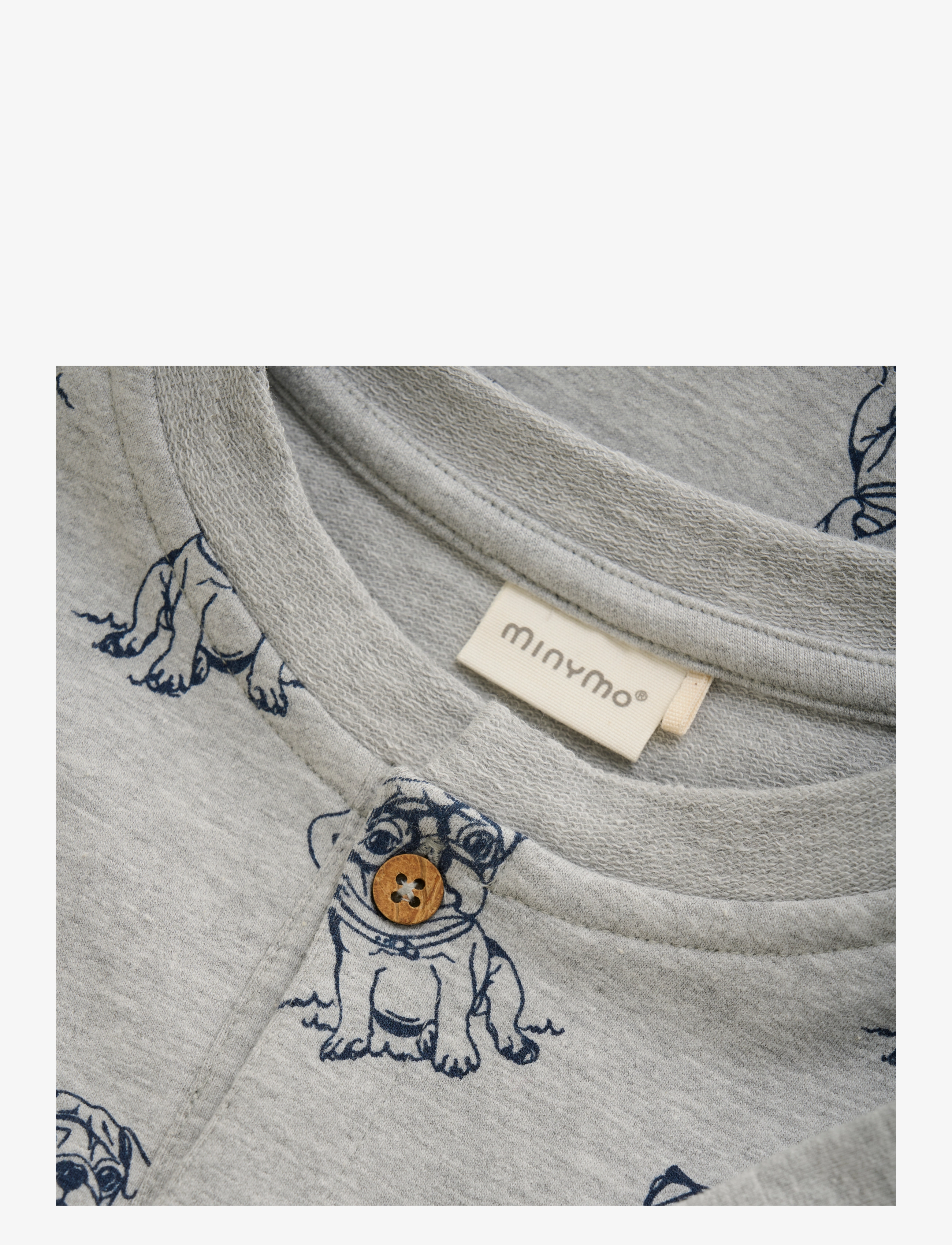 Minymo - T-shirt SS AOP Sweat - grey melange - 3