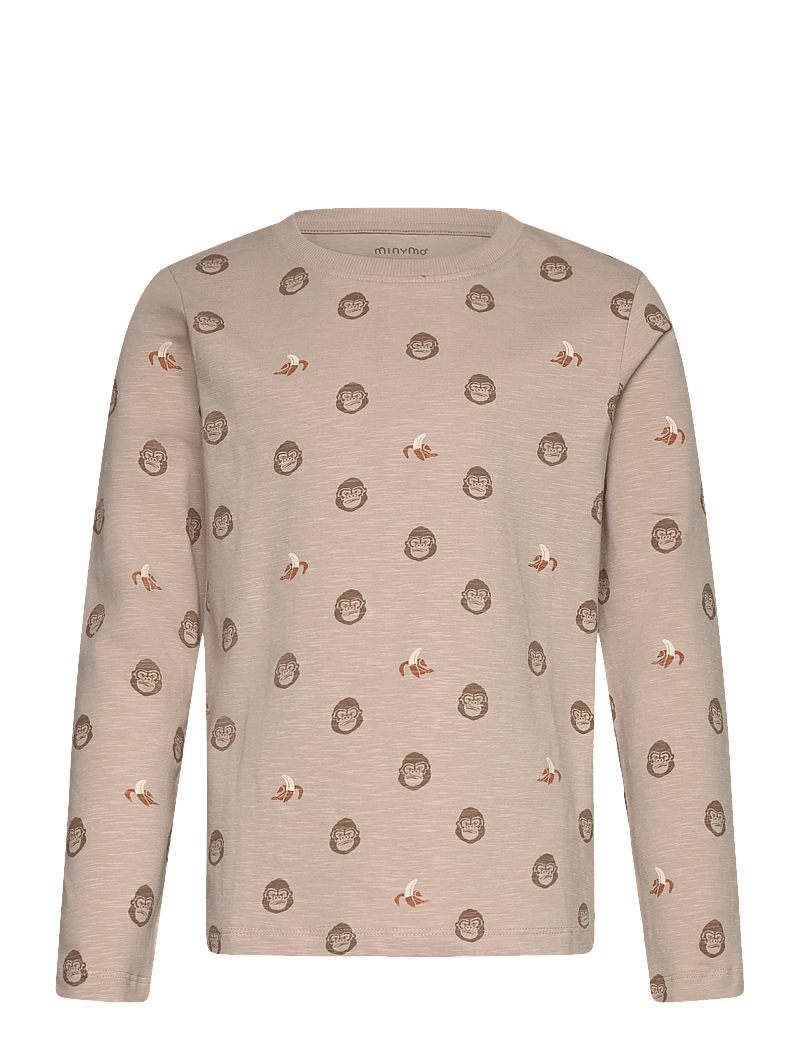 Minymo - T-shirt LS AOP - langärmelig - oxford tan - 0