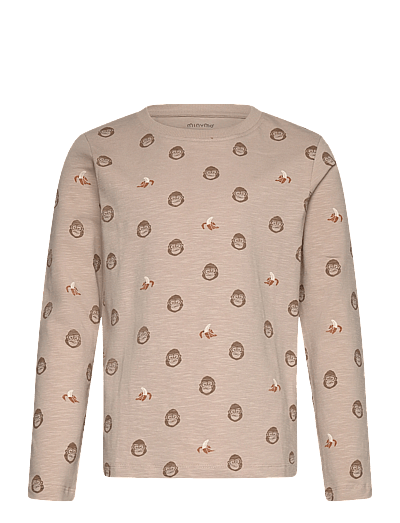 Minymo T-shirt LS AOP - Pikkade varrukatega T-särgid - OXFORD TAN / beige