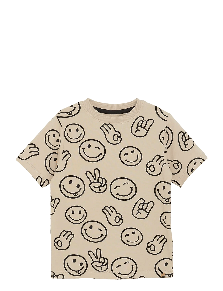Minymo - T-shirt SS AOP - kortärmade t-shirts - oxford tan - 0