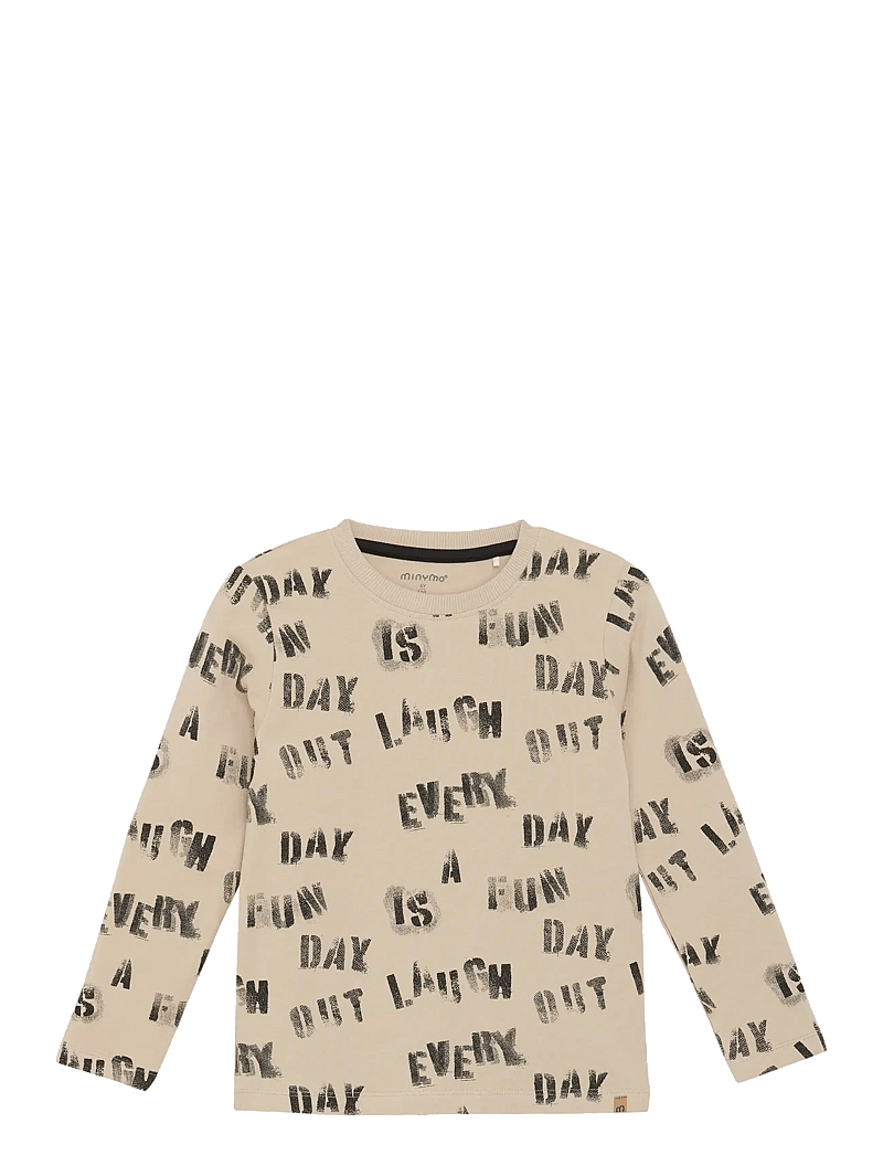 Minymo - T-shirt LS AOP - långärmade t-shirts - oxford tan - 0