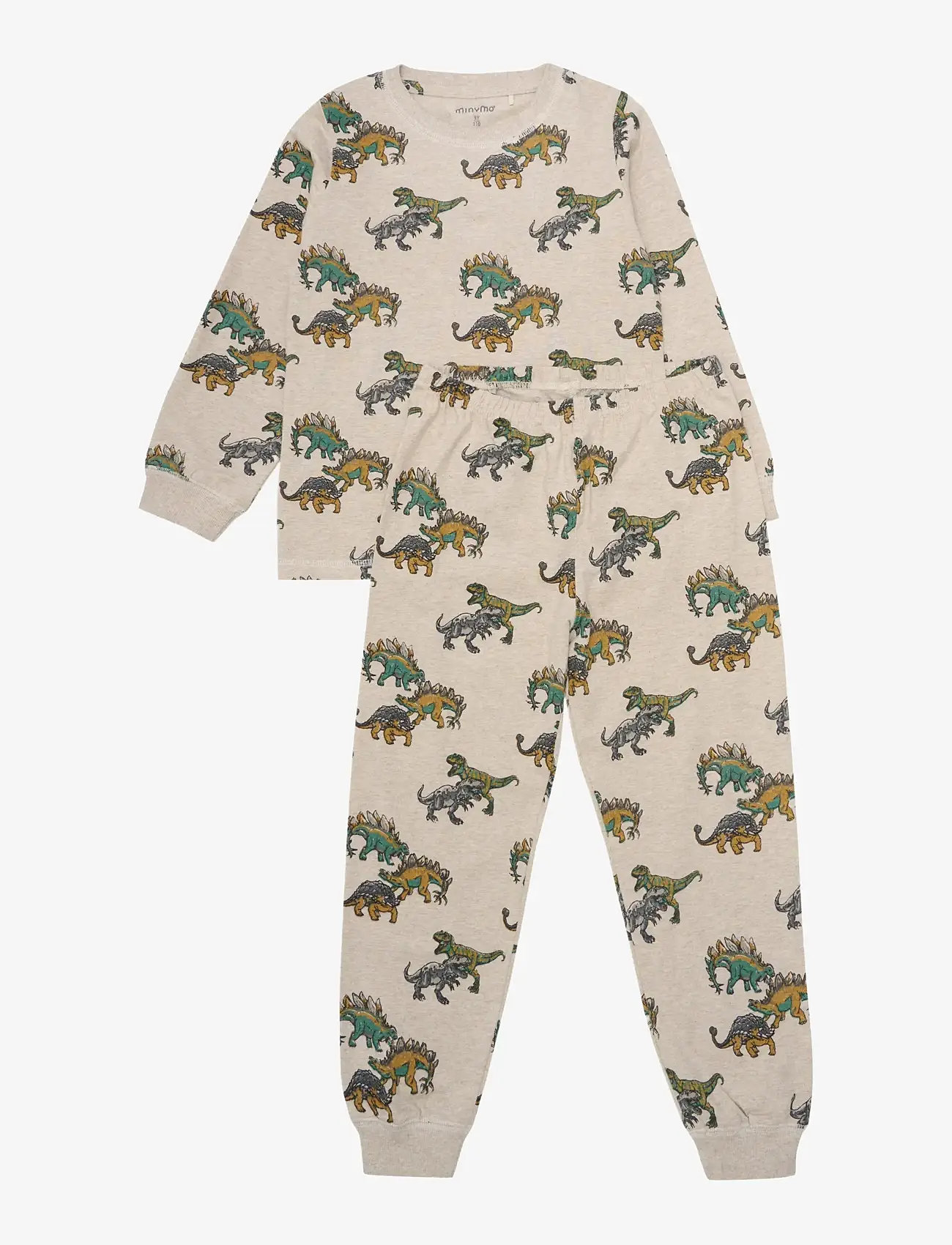 Minymo - Pyjamas LS Set AOP - sets - beige melange - 0