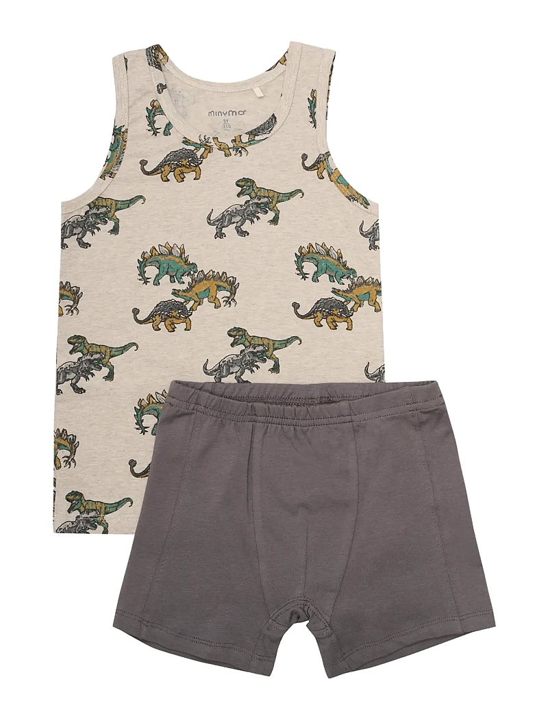 Minymo - Underwear Set AOP - undertøjssæt - beige melange - 0