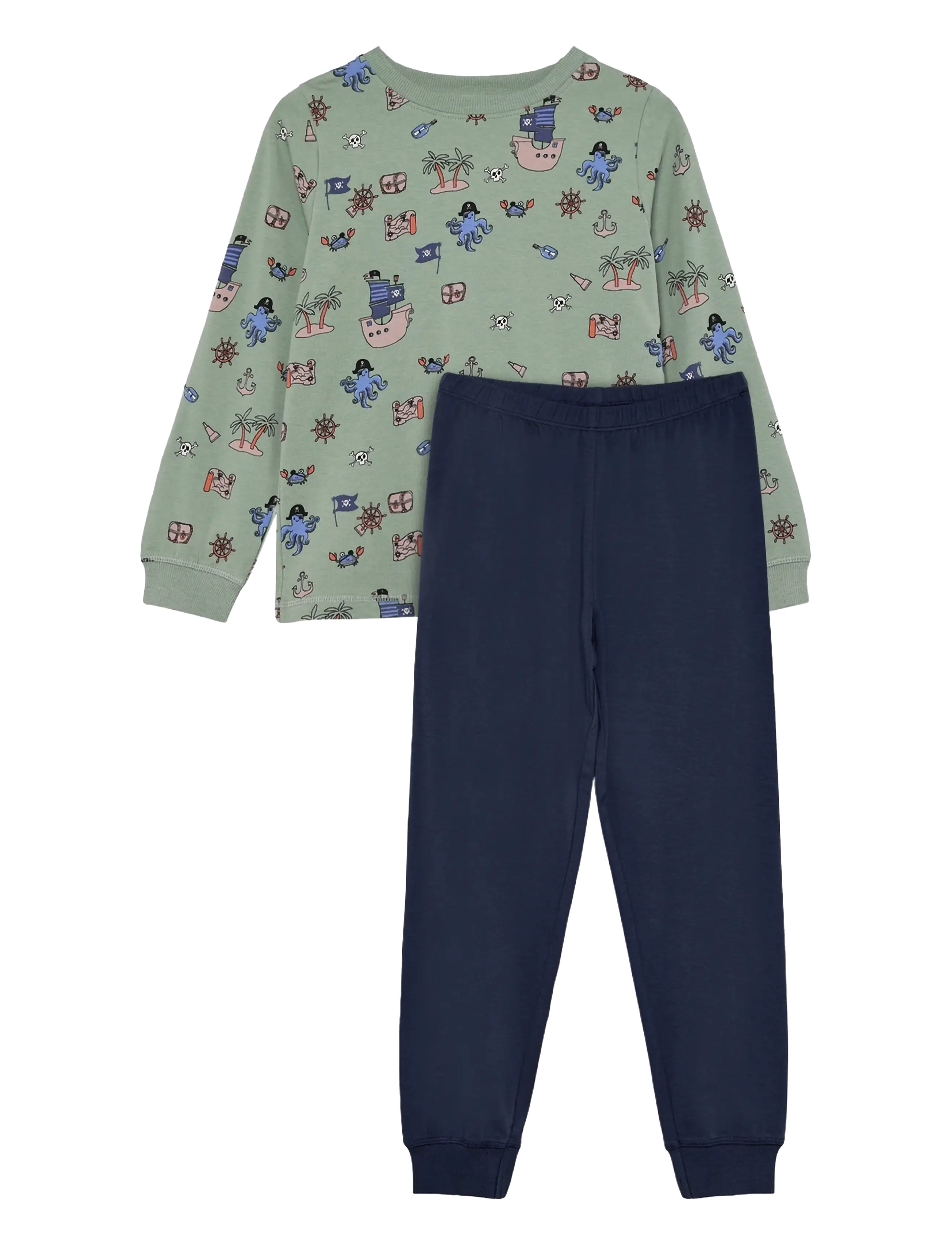 Minymo Pyjamas Ls Set Aop, 86, Pyjamas, Grün - Pyjama Sets, Kinder
