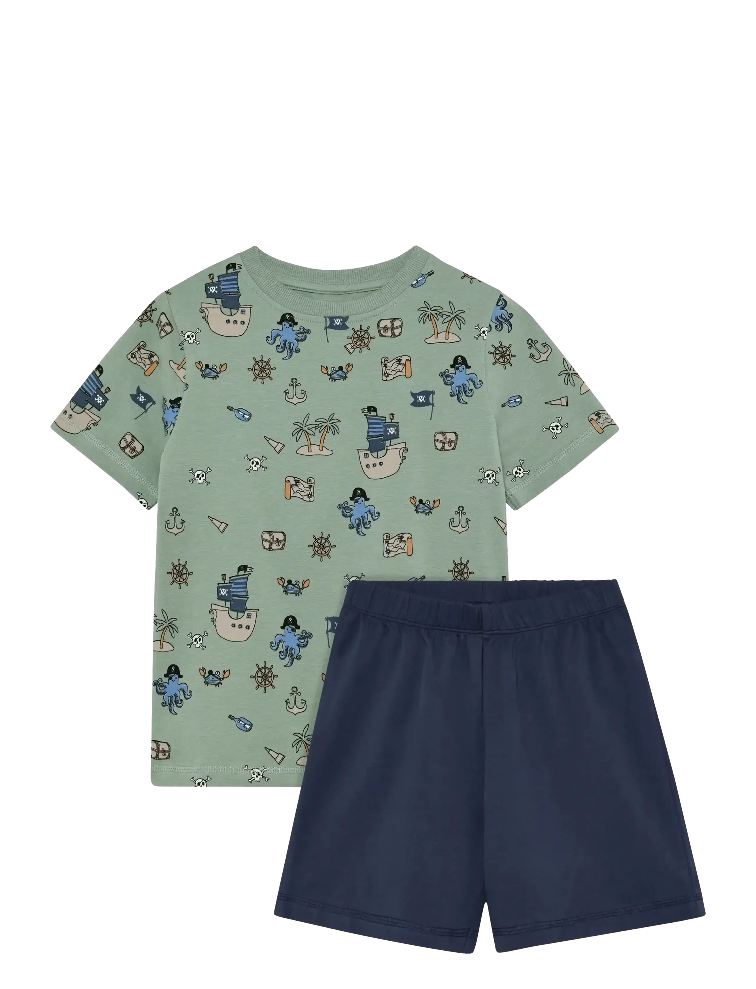 Minymo Nightset SS AOP - Nattøj - LILY PAD / navy