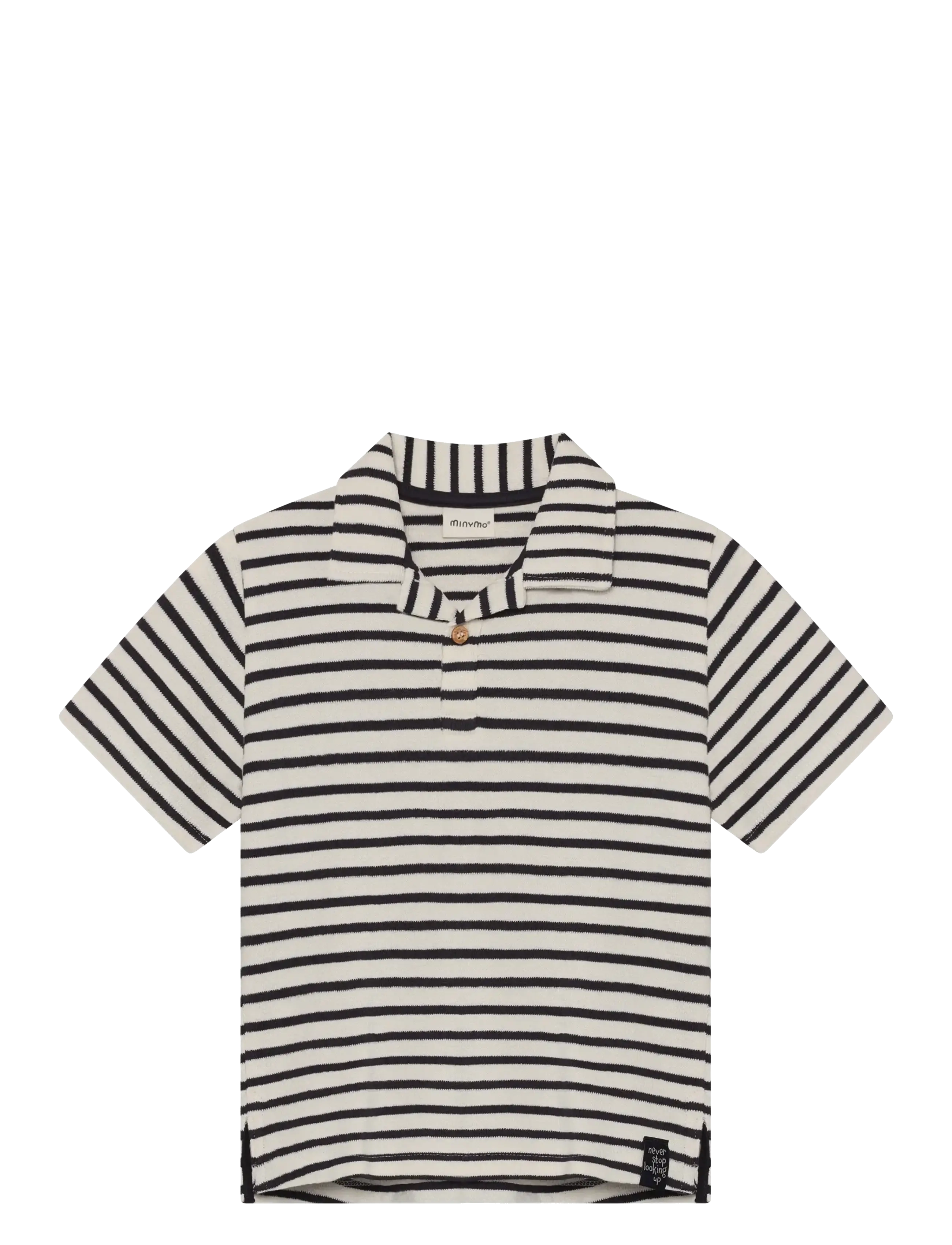 Minymo Polo T-shirt SS Y/D - Barn 98-134 - VANILLA ICE / black