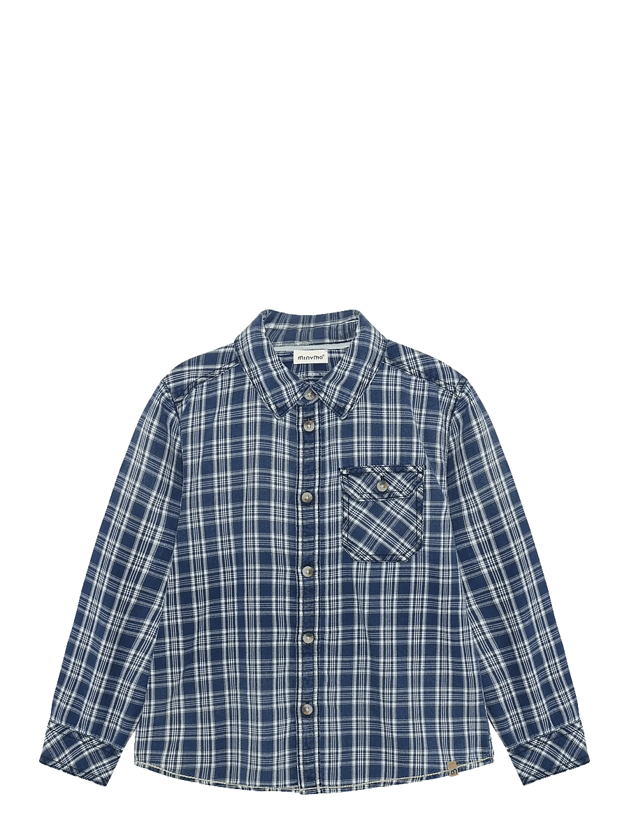 Minymo - Shirt LS Check - långärmade skjortor - dutch blue - 1