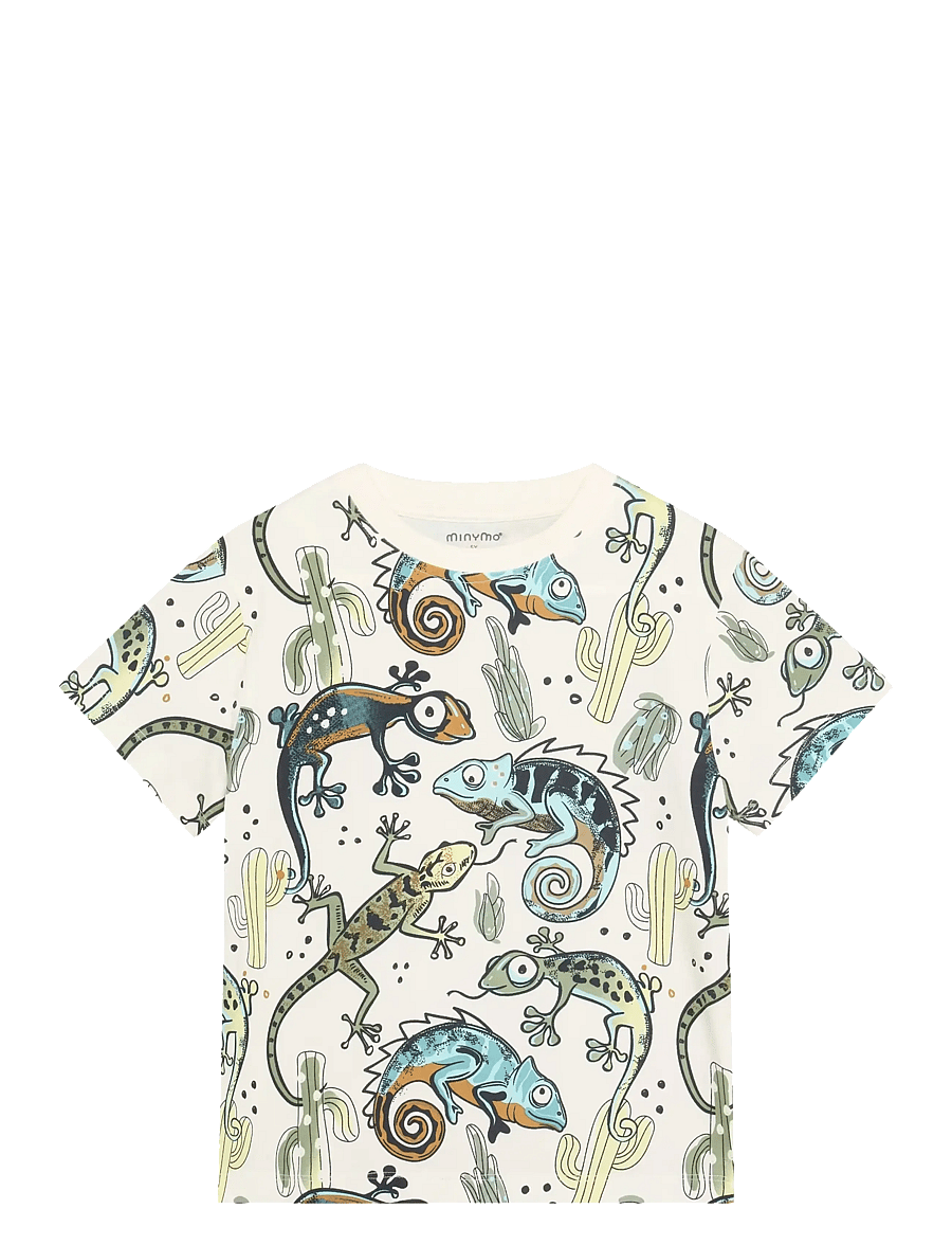 Minymo - T-shirt SS AOP - t-shirts - vanilla ice - 1
