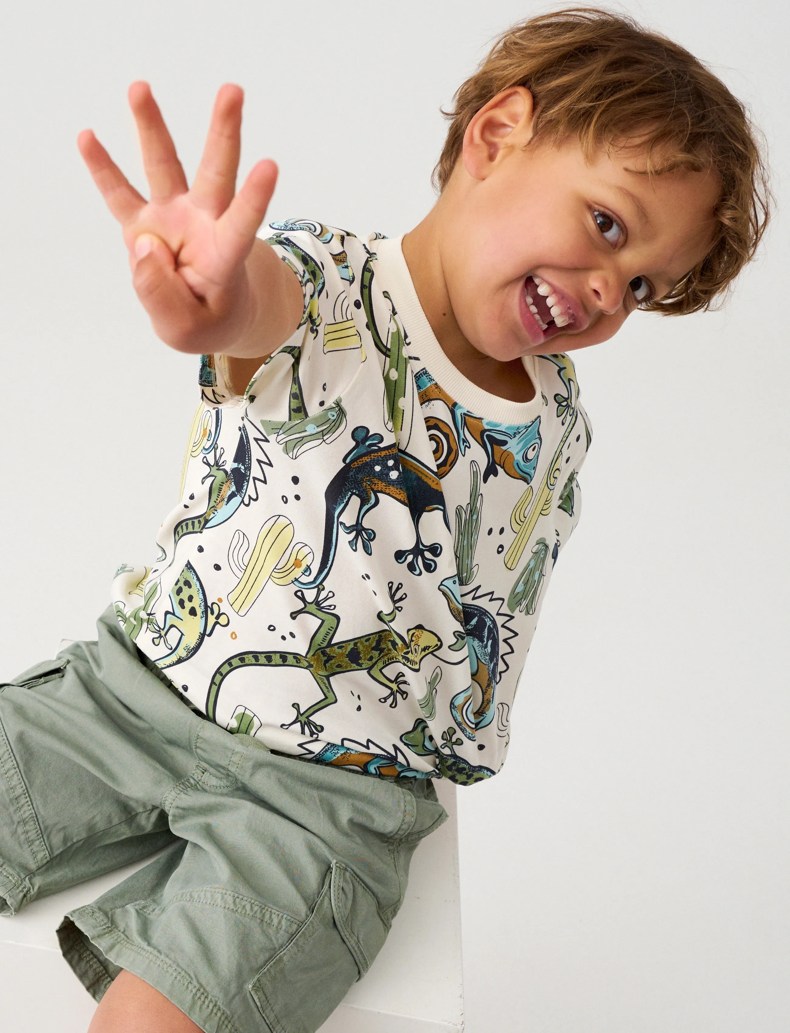 Minymo T-shirt SS AOP - Kurzärmelige - VANILLA ICE / cream