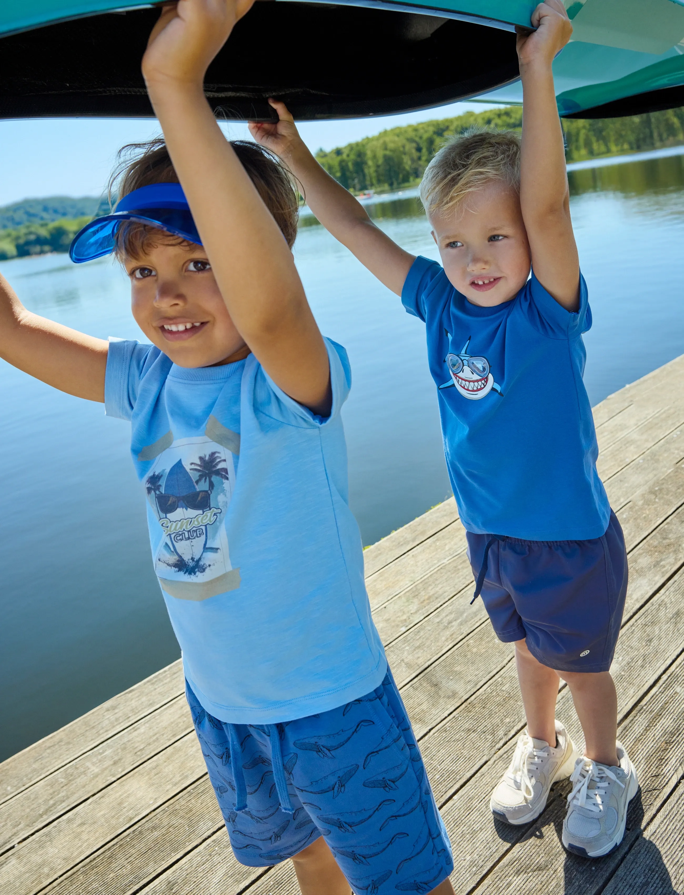 Minymo Shorts Sweat 2-Pack, Børn, Sweat Shorts 2-Pak, Blå, Str: 122