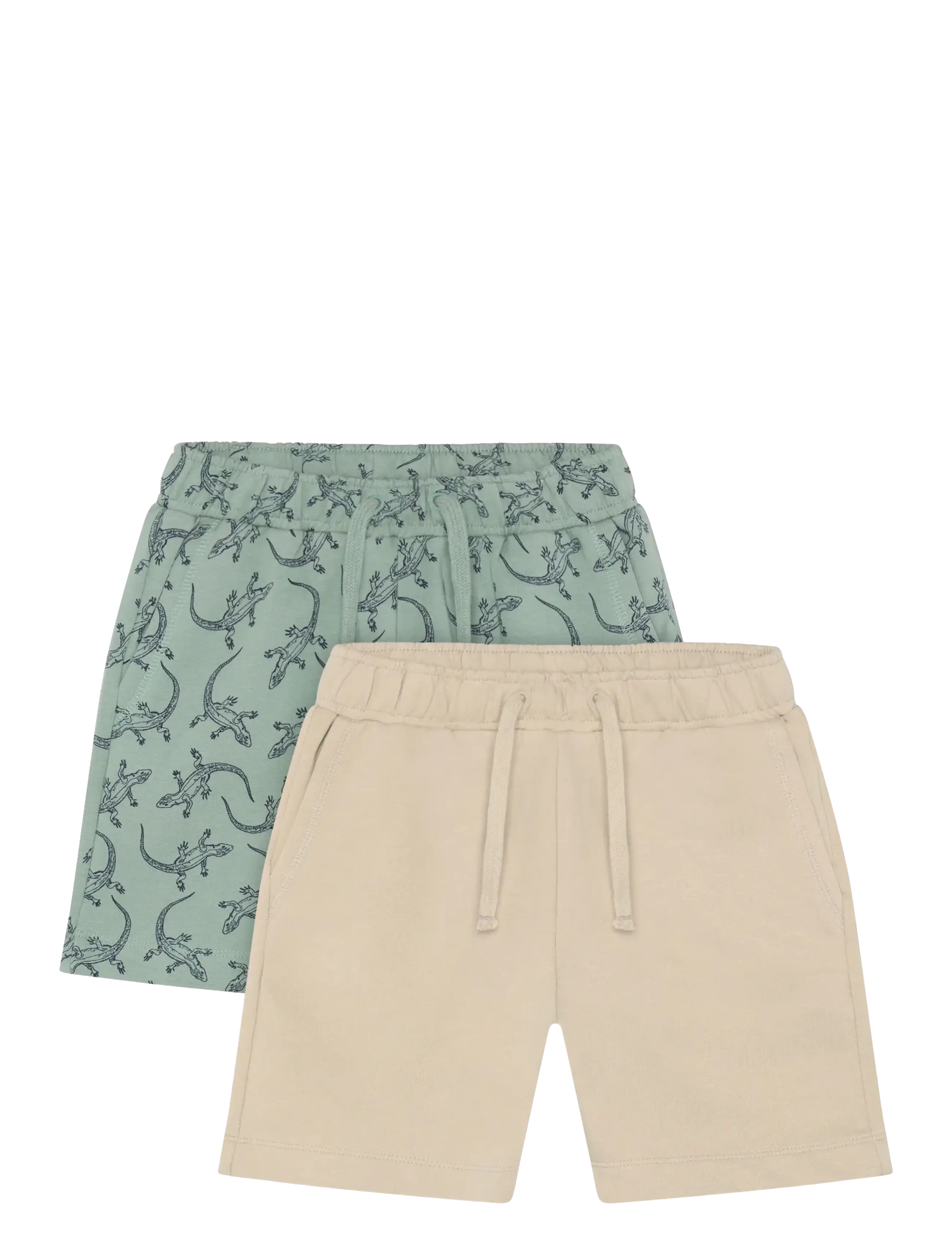 Minymo Shorts Sweat 2-Pack, Børn, Sweat Shorts 2-Pak, Kakigrøn, Str: 104