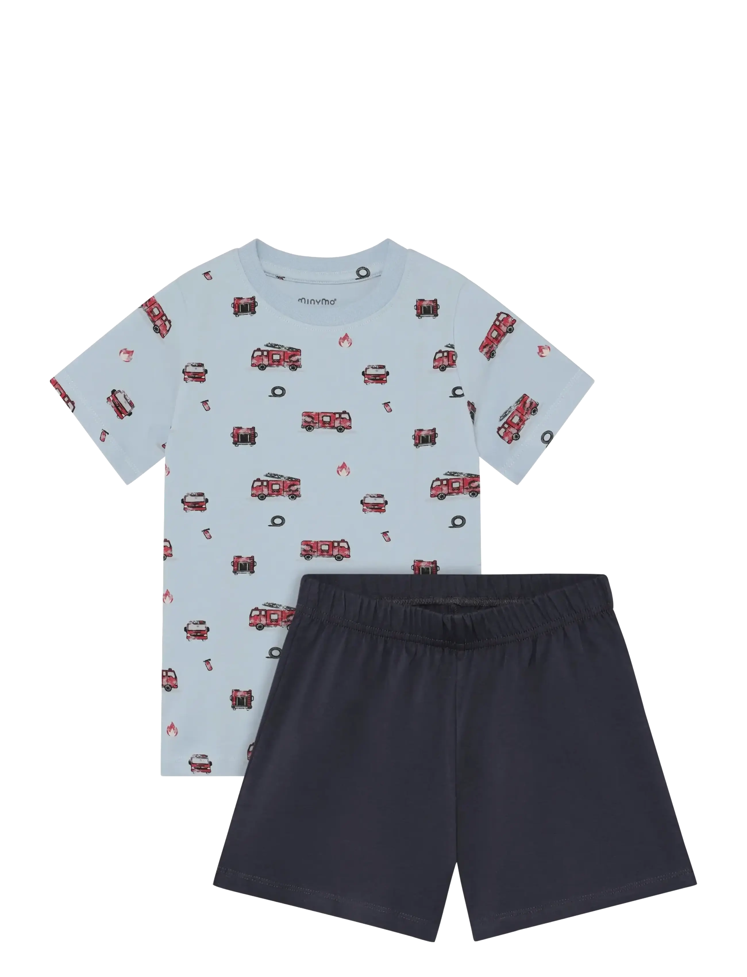 Minymo T-Shirt+Short Set Aop, 116, Blue, Sæt > Sæt Med Kortærmet T-Shirt, Børn