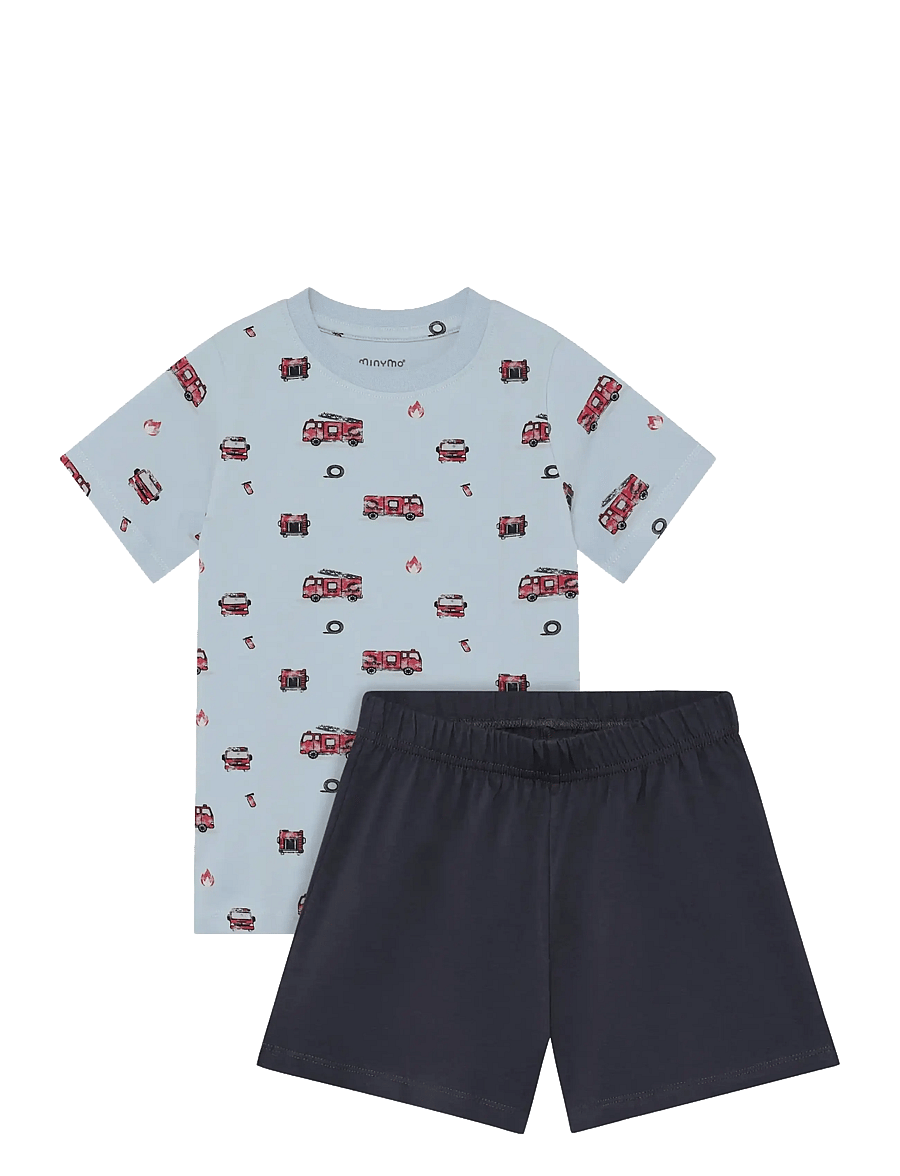 Minymo - T-shirt+Short Set AOP - sets met t-shirt met korte mouw - niagara mist - 0