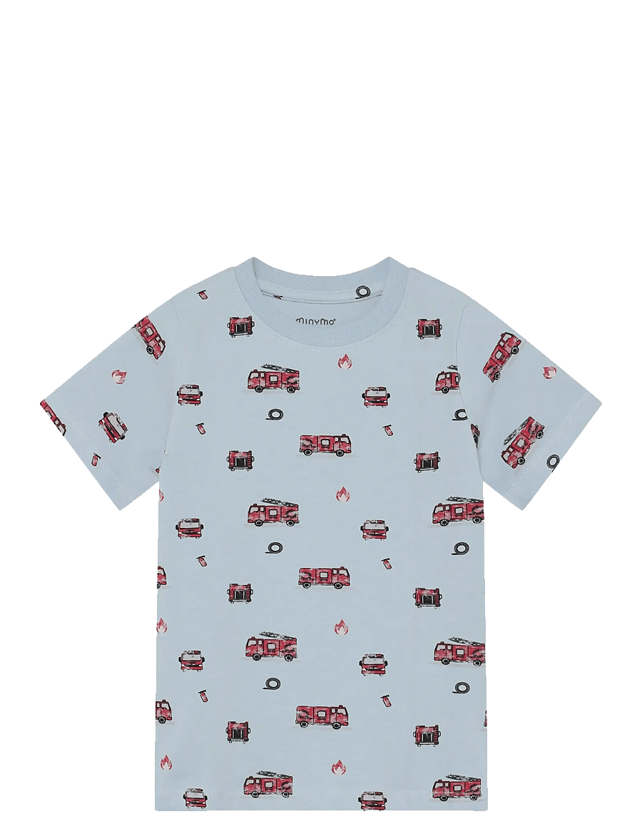 Minymo - T-shirt+Short Set AOP - sets met t-shirt met korte mouw - niagara mist - 2