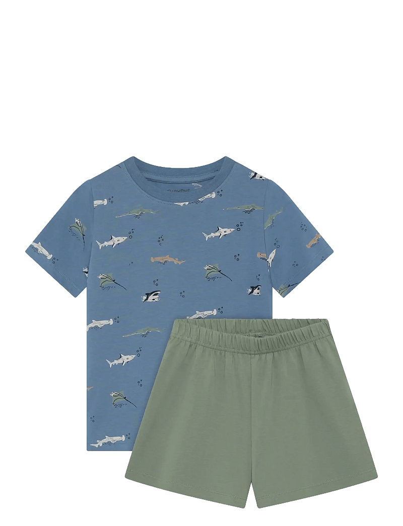 Minymo - T-shirt+Short Set AOP - lühikeste varrukatega t-särkide komplektid - blue shadow - 0