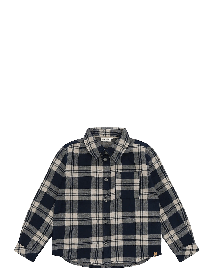 Minymo - Shirt LS Check - langærmede skjorter - dark sapphire - 1