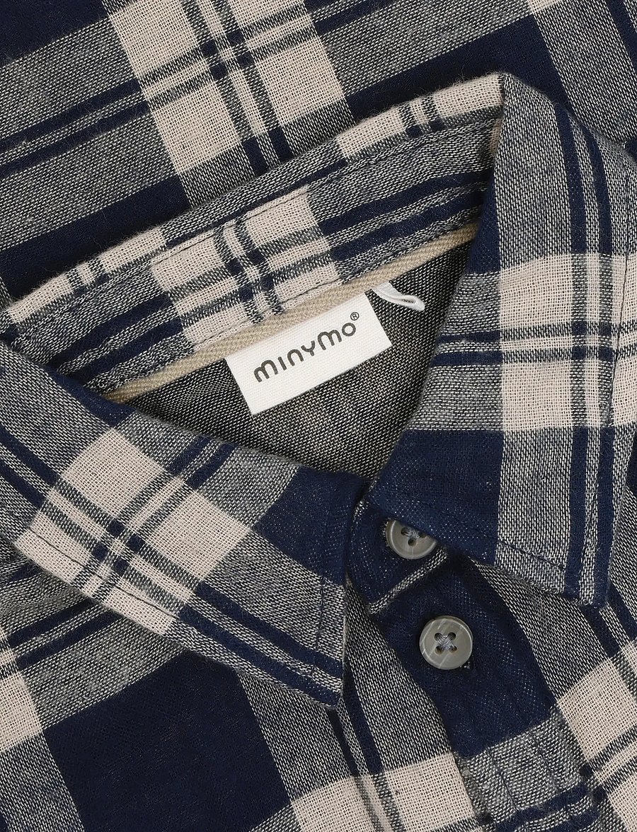 Minymo - Shirt LS Check - langærmede skjorter - dark sapphire - 4