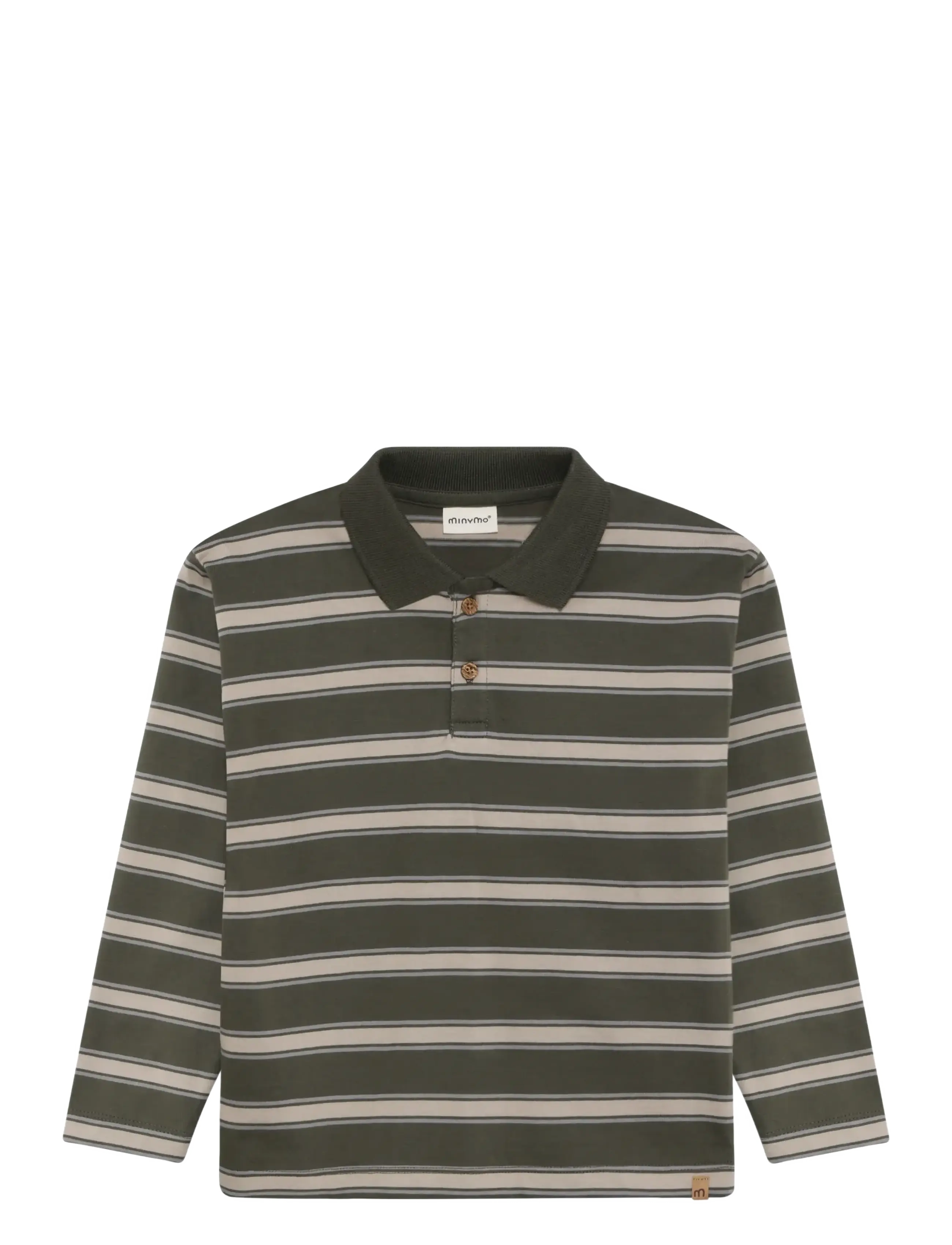 Minymo Polo T-shirt LS Y/D - Poloshirts - BEETLE / khaki/green