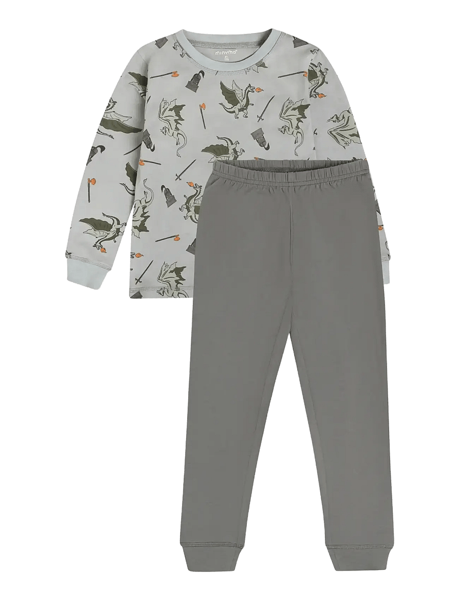 Minymo - Pyjamas LS Set AOP - pyjama-sets - profile gray - 1