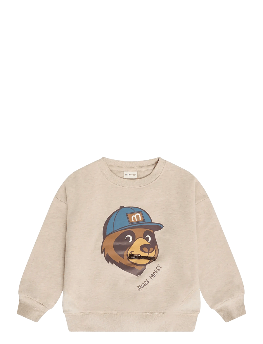Minymo - Sweatshirt LS - sweatshirts - beige melange - 1