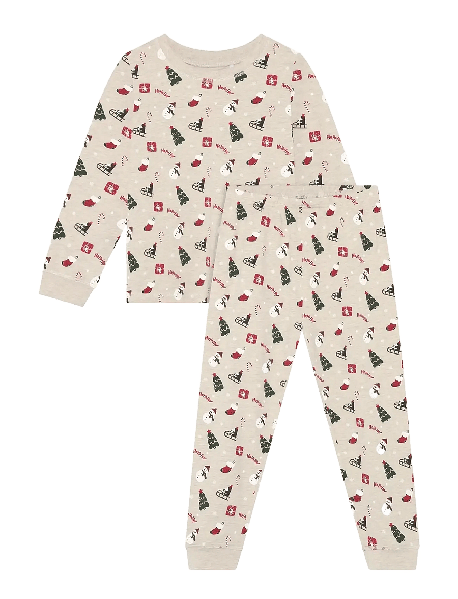 Minymo - Pyjamas Set AOP - pyjamassæt - beige melange - 1