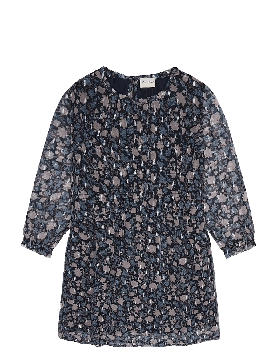 Minymo - Dress LS Dobby - langärmelige freizeitkleider - dark sapphire - 1