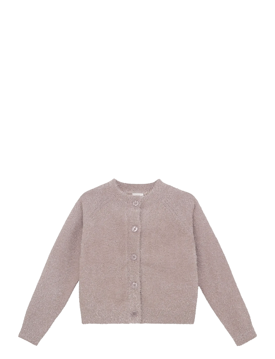 Minymo - Cardigan Knit w. Glitter - cardigans - rose dust - 1