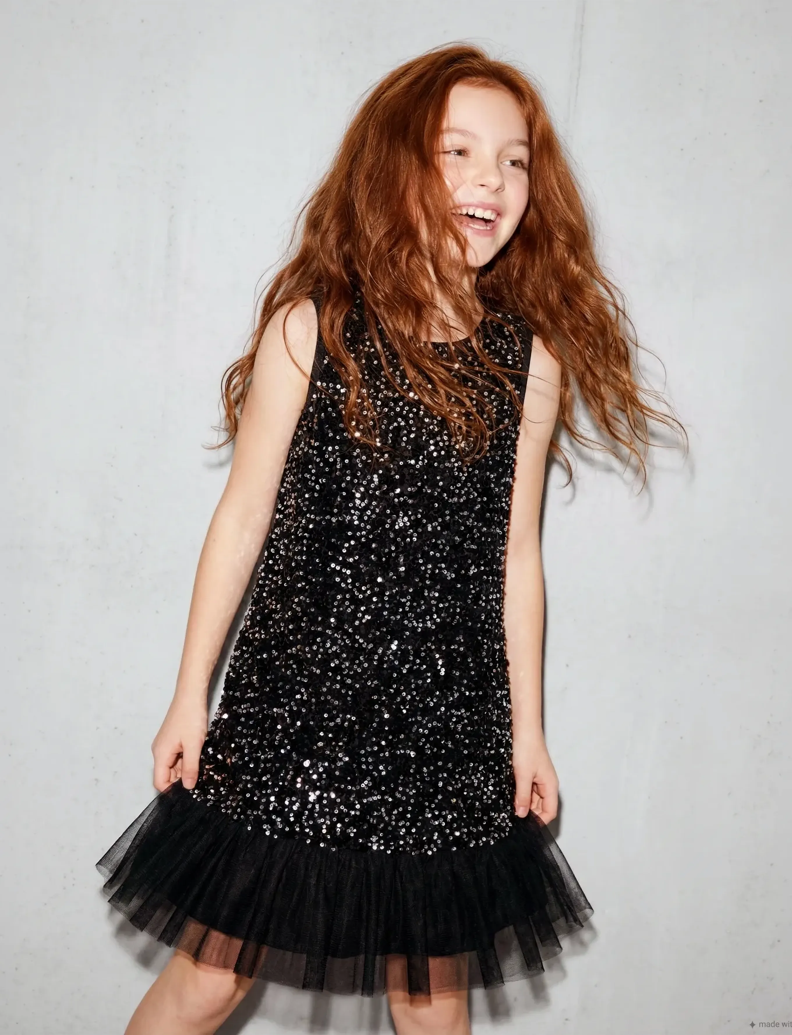 Minymo Dress Velvet w. Sequins - Robes - TAP SHOE / black