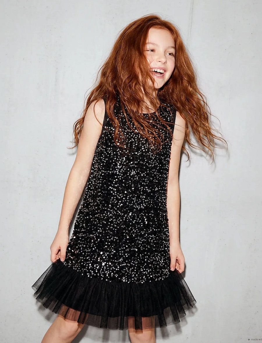 Minymo - Dress Velvet w. Sequins - peokleidid - tap shoe - 0