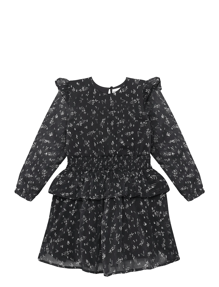 Minymo - Dress Dobby - långärmade vardagsklänningar - asphalt - 1