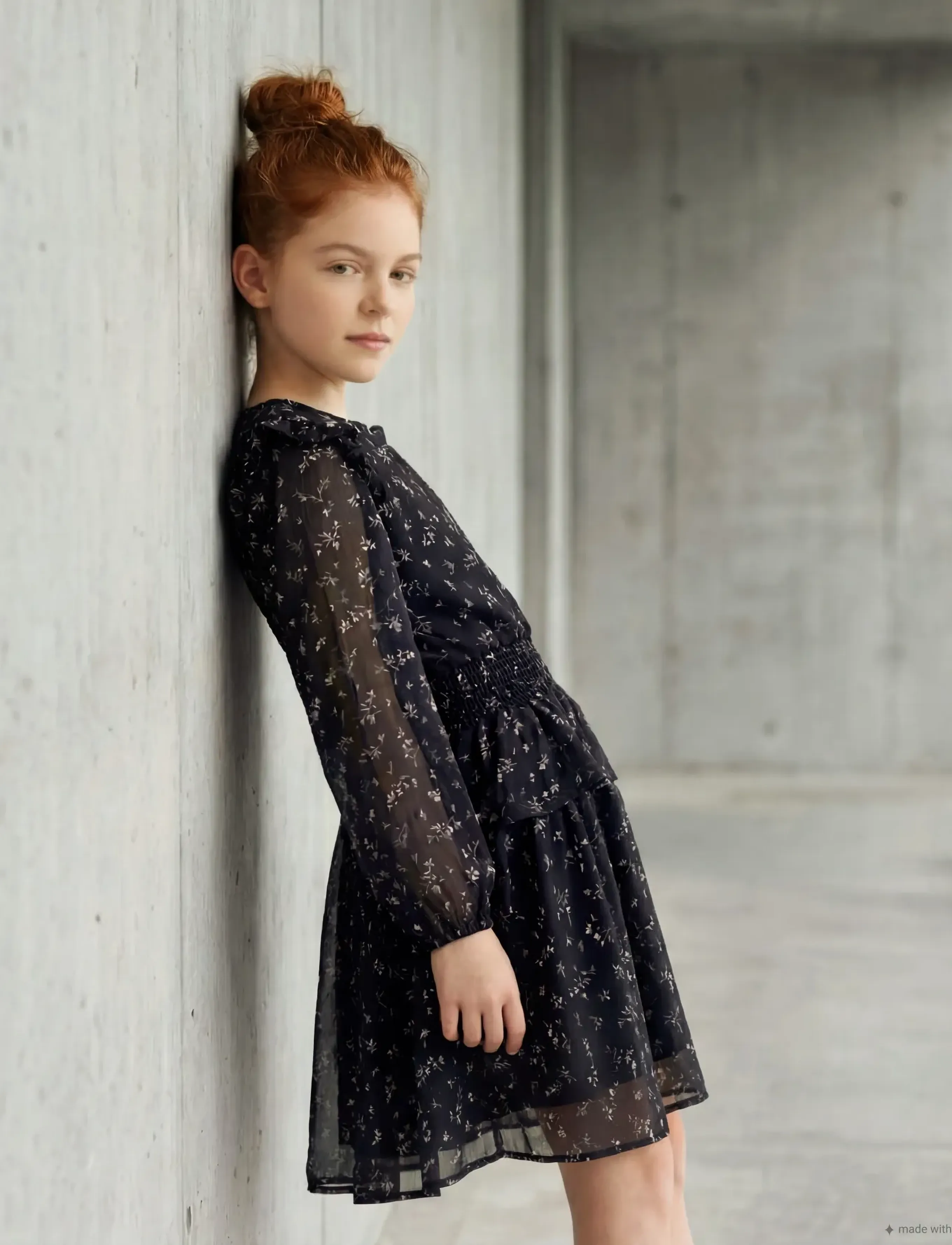 Minymo Dress Dobby - Vardagsklänningar - ASPHALT / grey