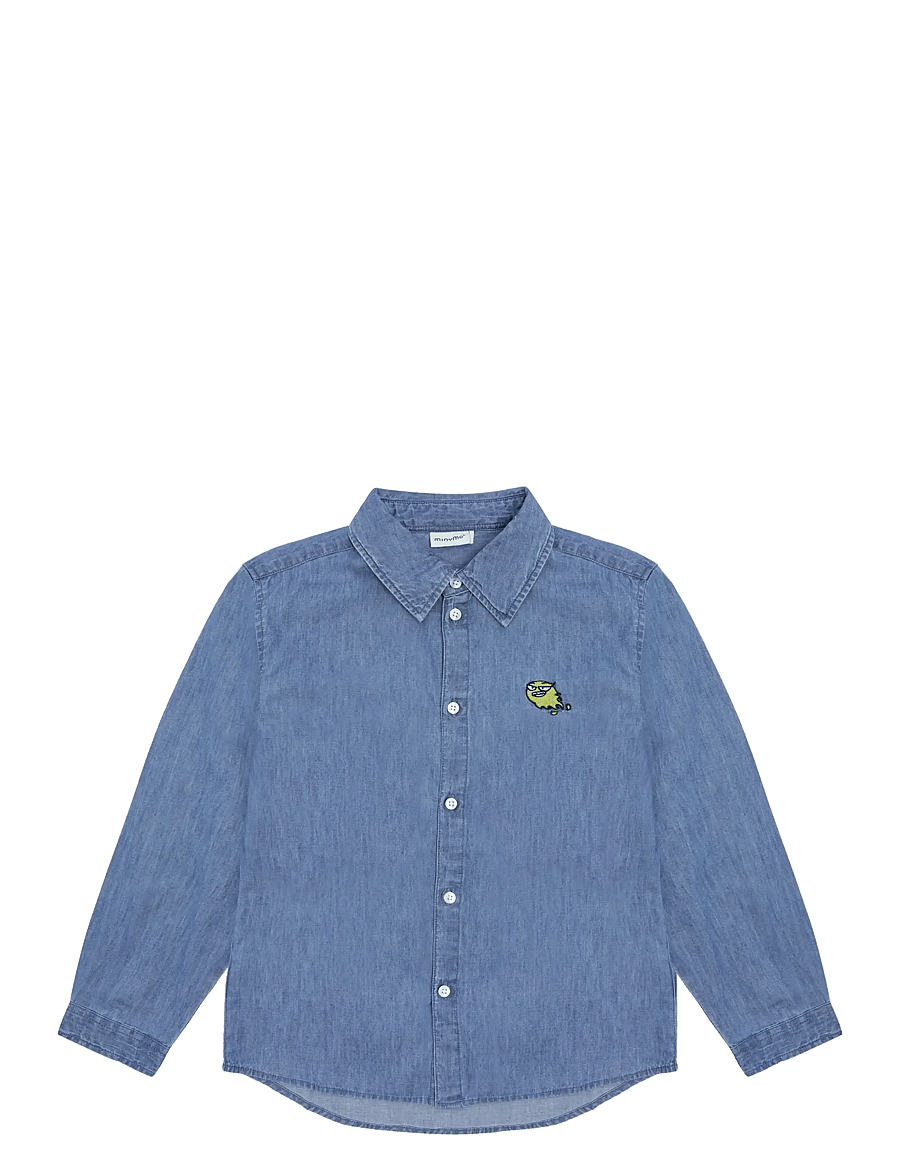 Minymo - Shirt Chambray - langærmede skjorter - moonlight blue - 0