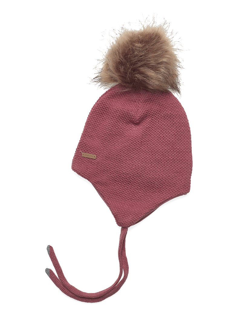 Minymo - Hat w. detachable fake fur - beanies - dusty rose - 0