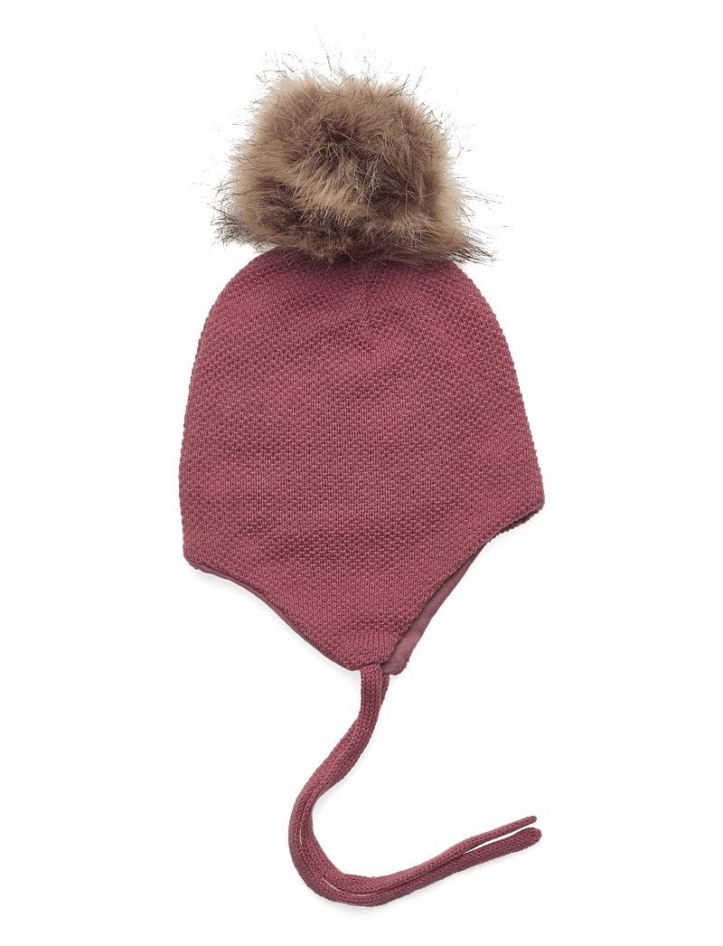 Minymo - Hat w. detachable fake fur - beanies - dusty rose - 1