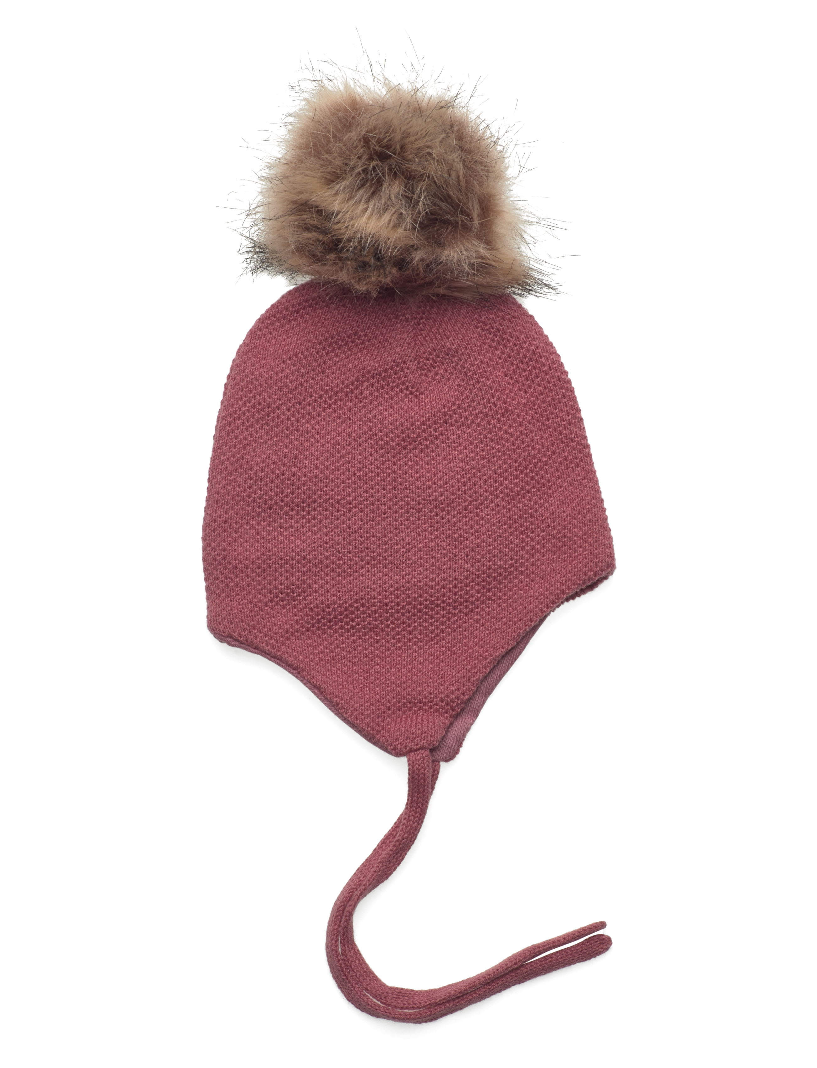 Minymo - Hat w. detachable fake fur - czapka beanie - dusty rose - 1
