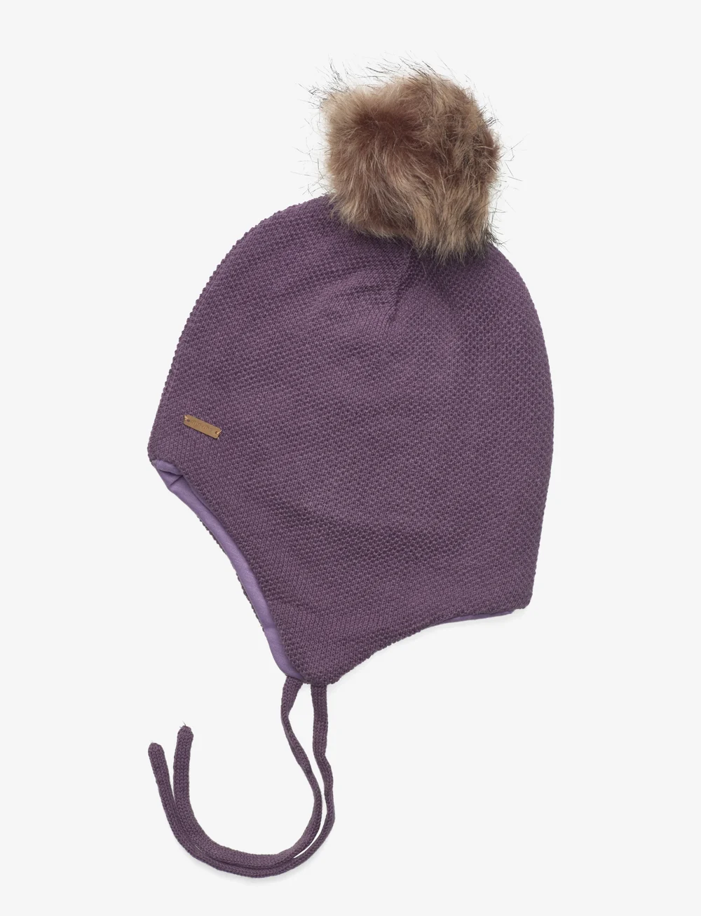Minymo - Hat w. detachable fake fur - beanies - purple sage - 0
