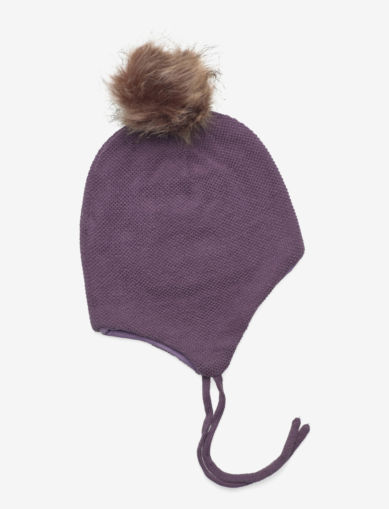 Minymo - Hat w. detachable fake fur - beanies - purple sage - 1