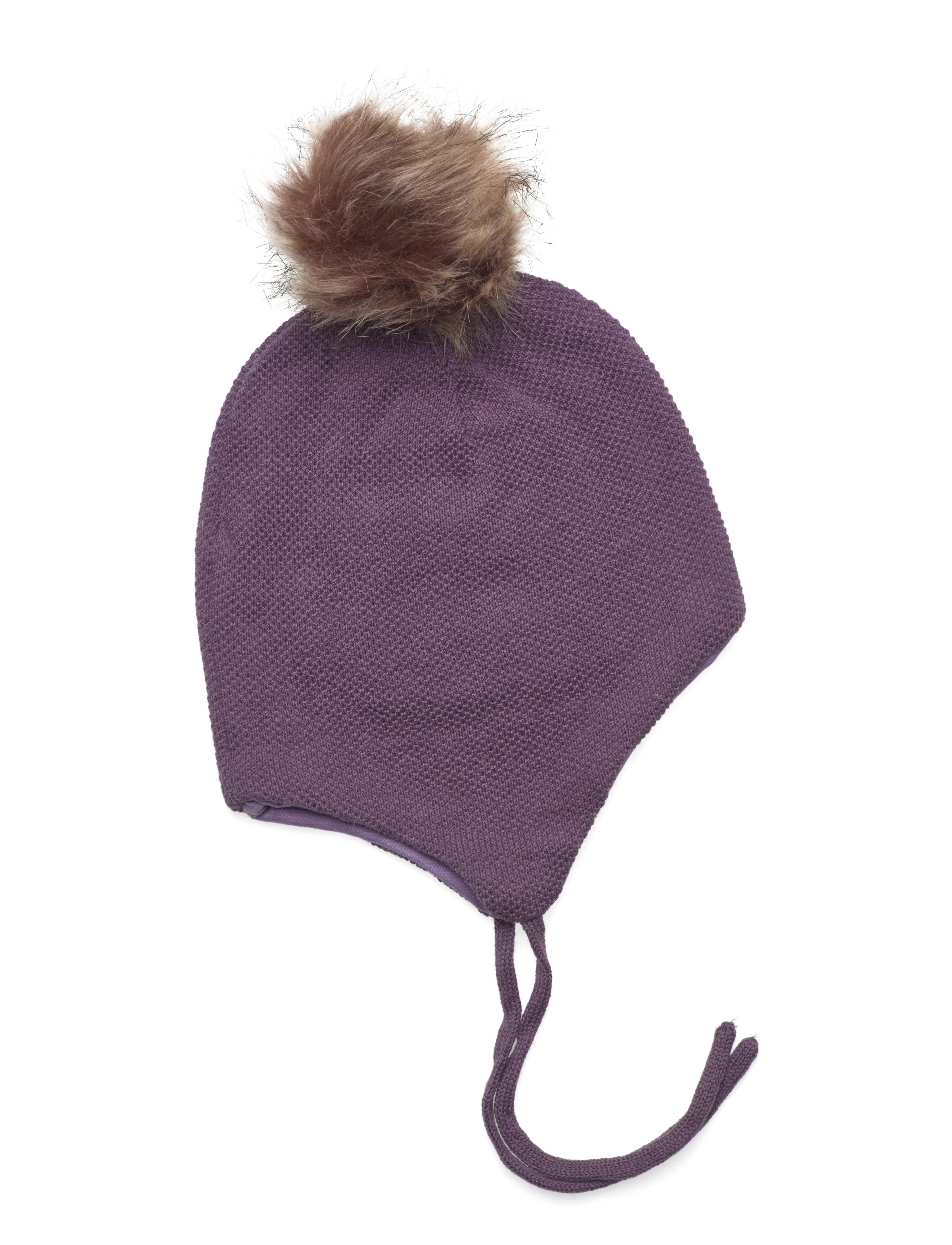 Minymo - Hat w. detachable fake fur - beanies - purple sage - 1