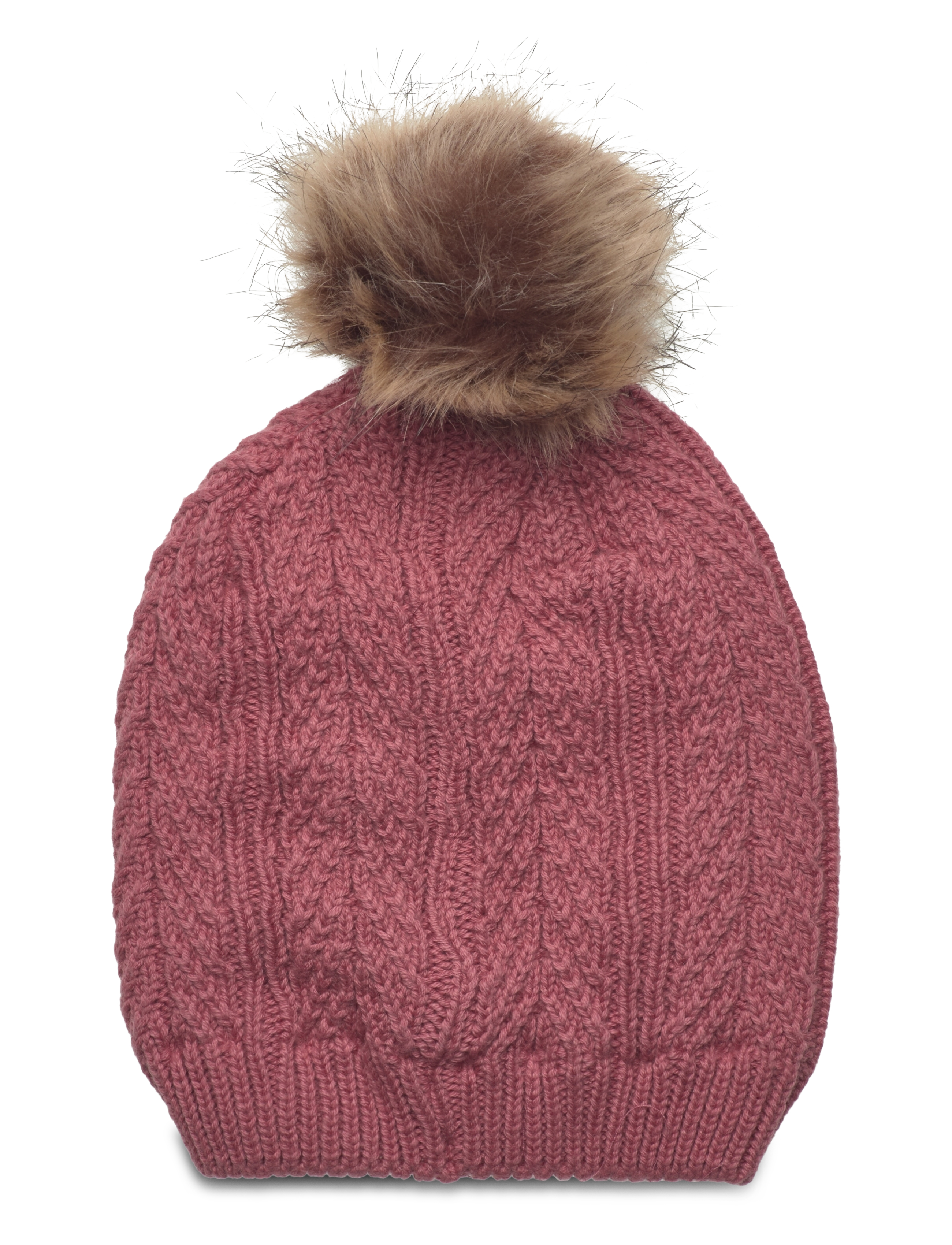 Minymo - Hat w. detachable fake fur - dusty rose - 1