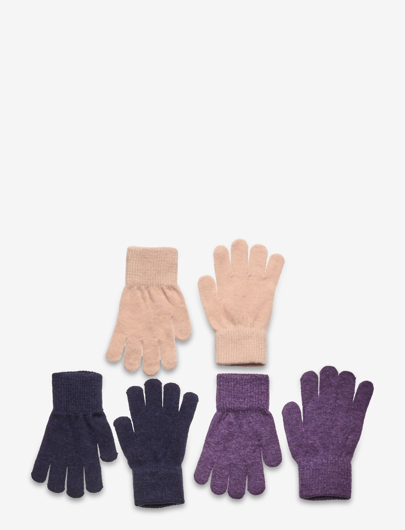 Minymo - Magic gloves knit 3-pack - purple sage - 0