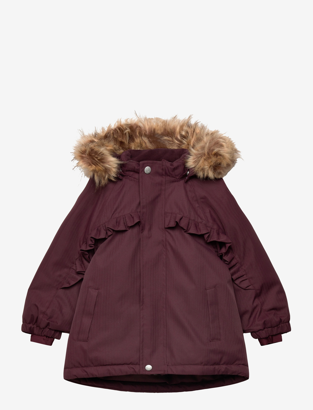 Minymo - Snow Jacket w. Fur - talvejoped - catawba grape - 0
