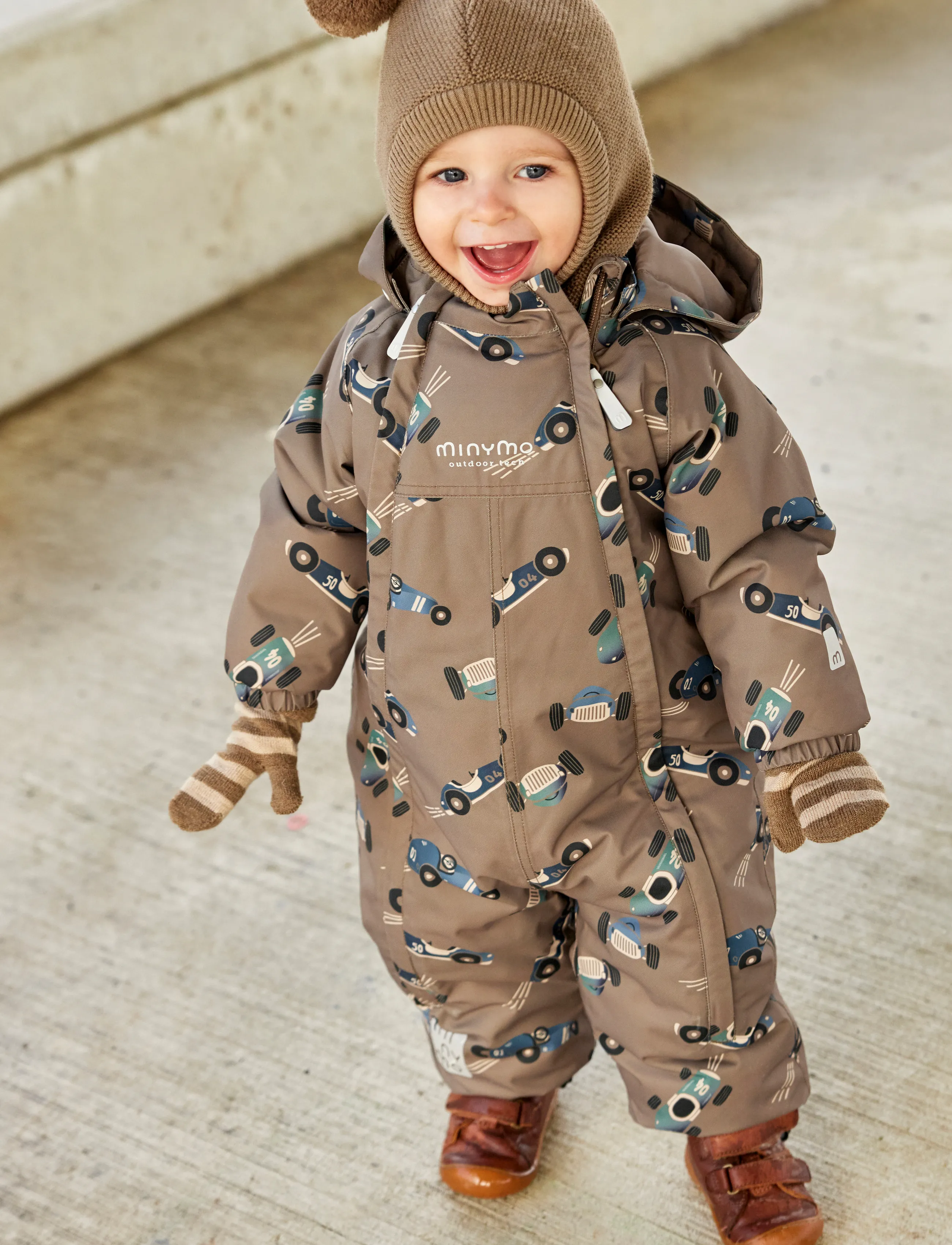 Minymo Snow Suit Aop, Børn, Flyverdragt, Brun, Str: 80