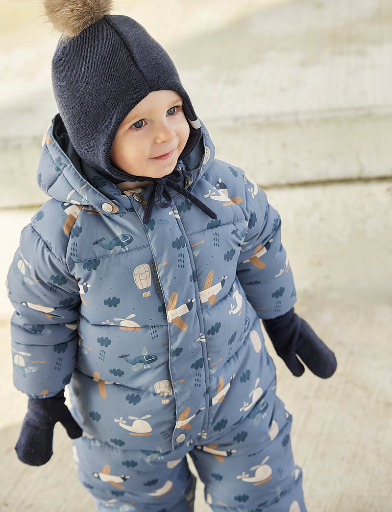 Minymo - Quilted Suit AOP - vinteroveraller - china blue - 0