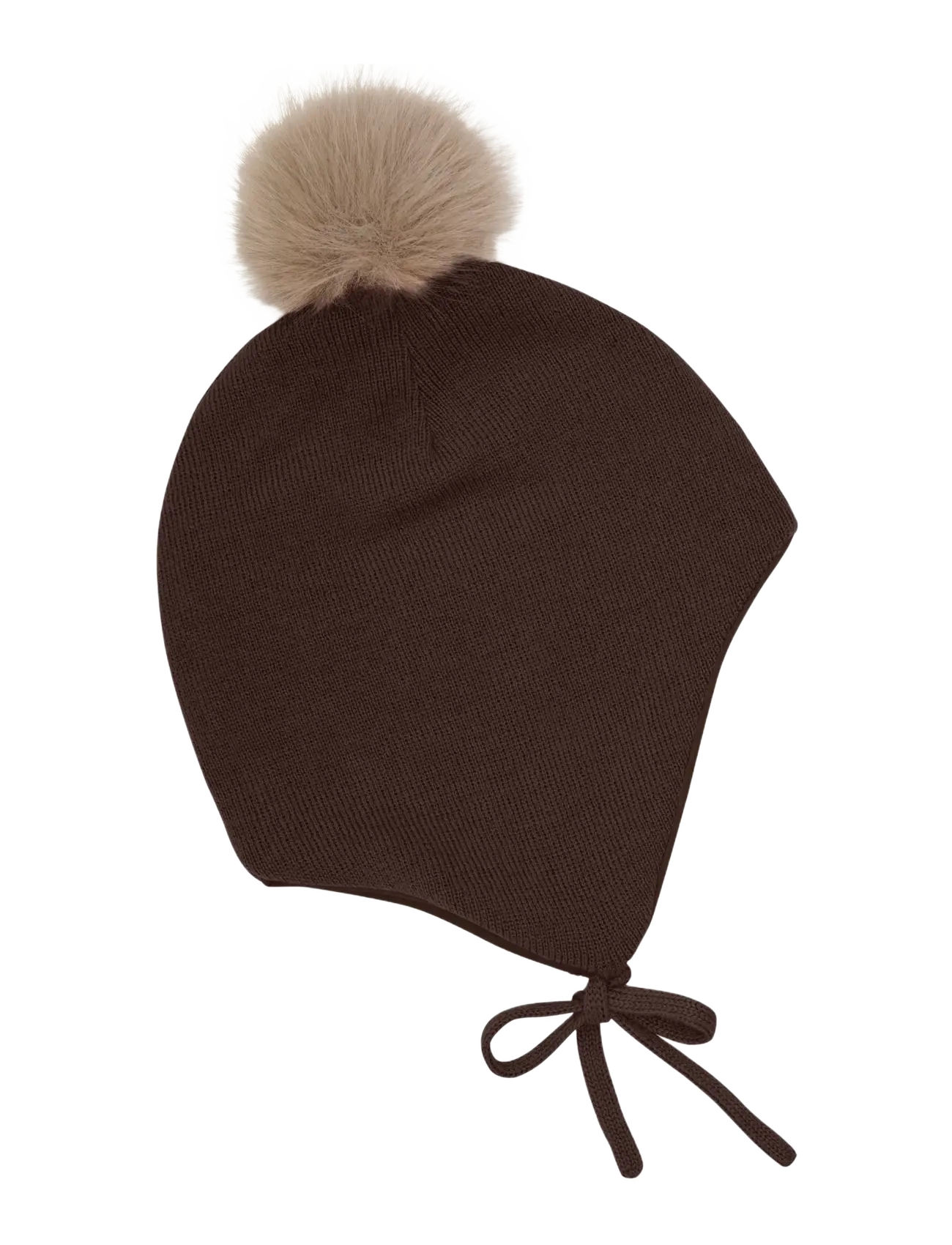 Minymo Hat W. Detachable Fake Fur, 6-9M, Hats, Braun - Beanie, Kinder