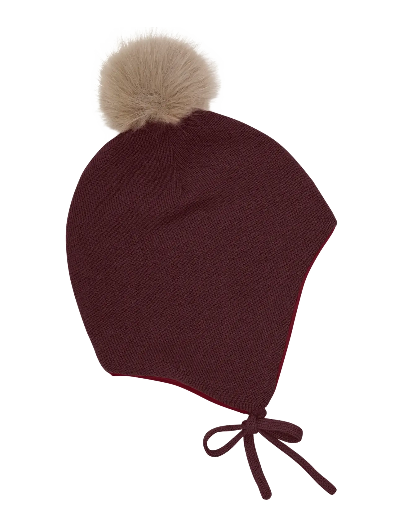 Minymo Hat W. Detachable Fake Fur, 3-6M, Hats, Rot - Beanie, Kinder